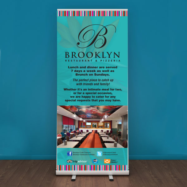 Blank roll-up banner template. 3D rendering